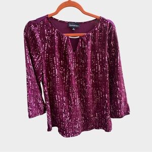 NEW Fortune + Ivy x Stitch Fix purple pattern 3/4 sleeves blouse, medium